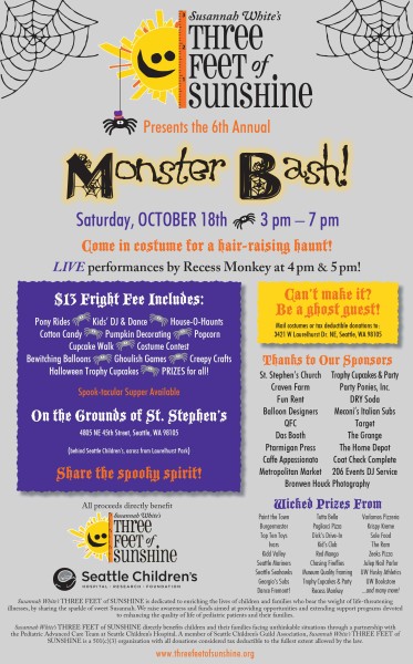 6th Annual MONSTER BASH - Fabulous Halloween Fun for the Fam! @ On the grounds of St. Stephen's Church - behind Seattle Children's Hospital (across from Laurelhurst Park) | Seattle | Washington | United States