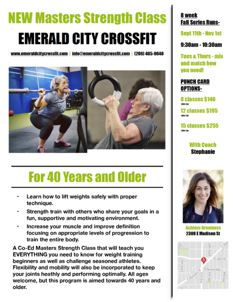 Masters Strength Class - Fall Series @ Emerald City CrossFit | Seattle | Washington | United States